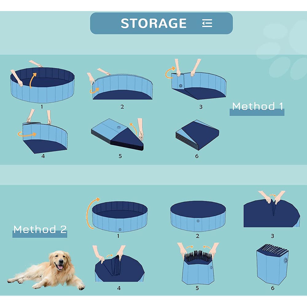 PawHut Foldable Dog Paddling Pool Blue Image 4
