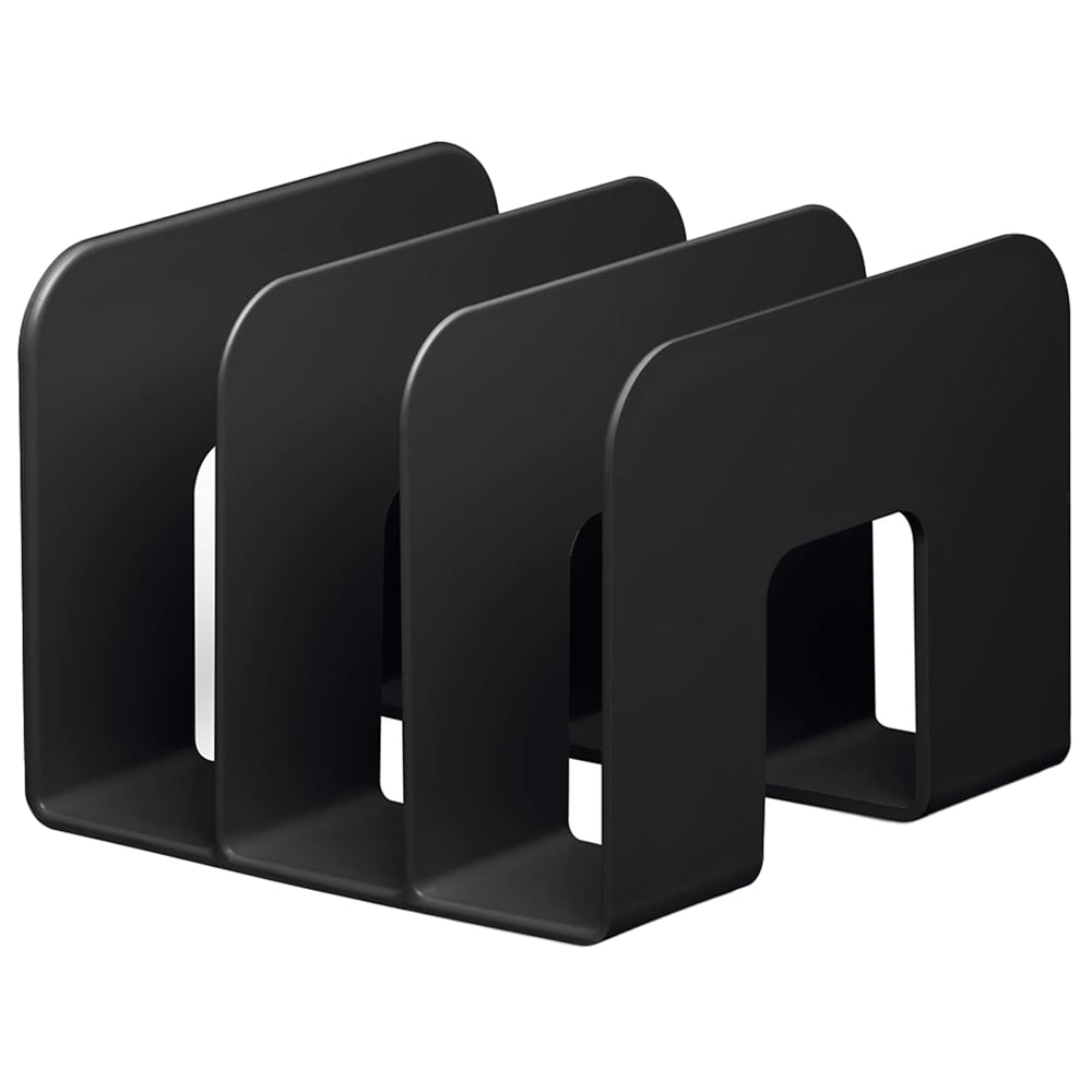 Durable ECO Black Recycled Plastic Magazine Rack Desk Organiser Image 1