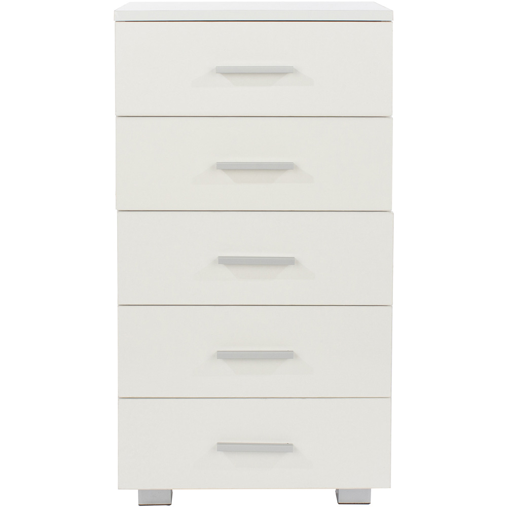 Core Products Lido 5 Drawer White Narrow Chest of Drawers Image 3