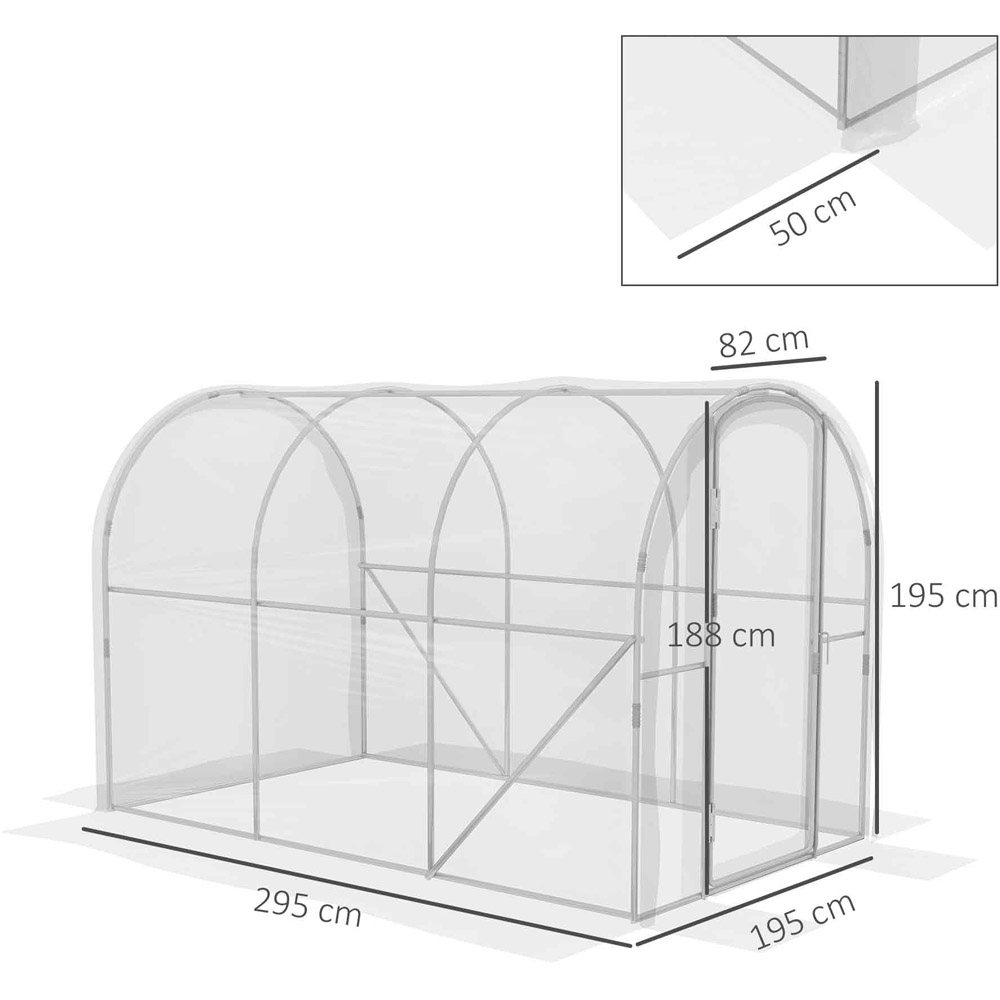 Outsunny Clear PE Steel 6.5 x 9.8ft Polytunnel Greenhouse Image 7