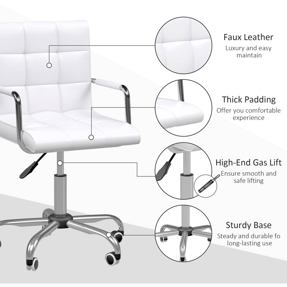 Portland White PU Leather Swivel Office Chair Image 5