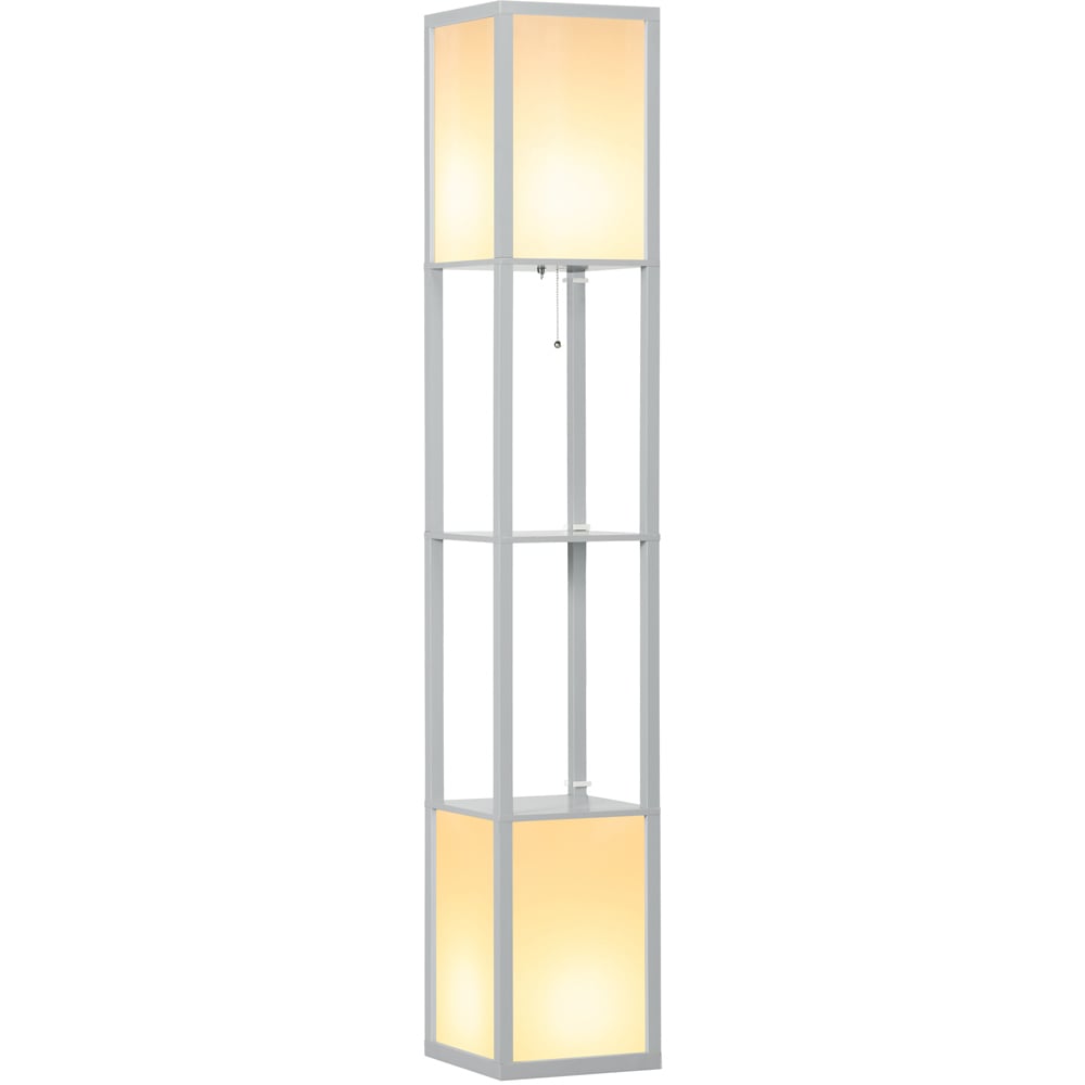Portland 2 Shelf Grey Floor Lamp with Dual Ambient Light Image 1