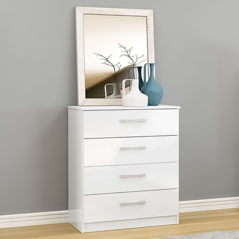 Lynx 4 Drawer White Chest of Drawers Image 1