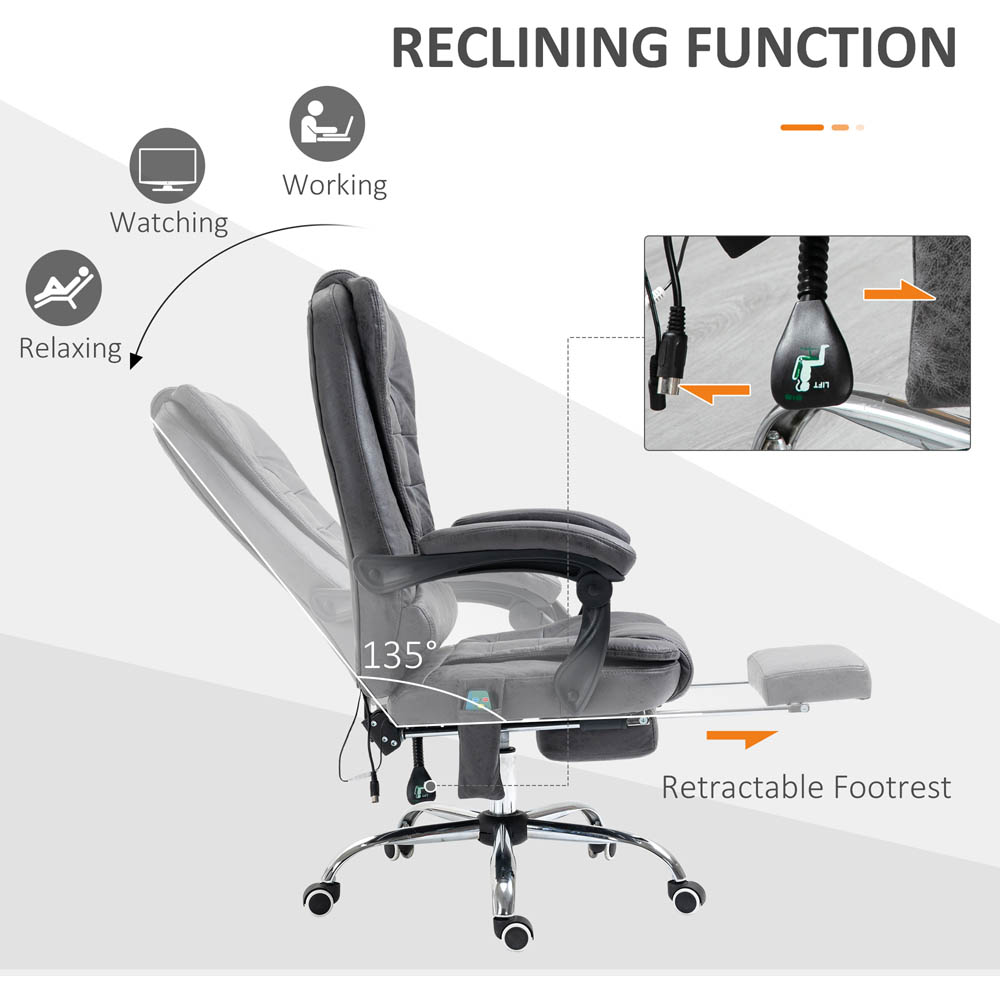 Portland Dark Grey Swivel Vibration Massage Office Chair Image 4