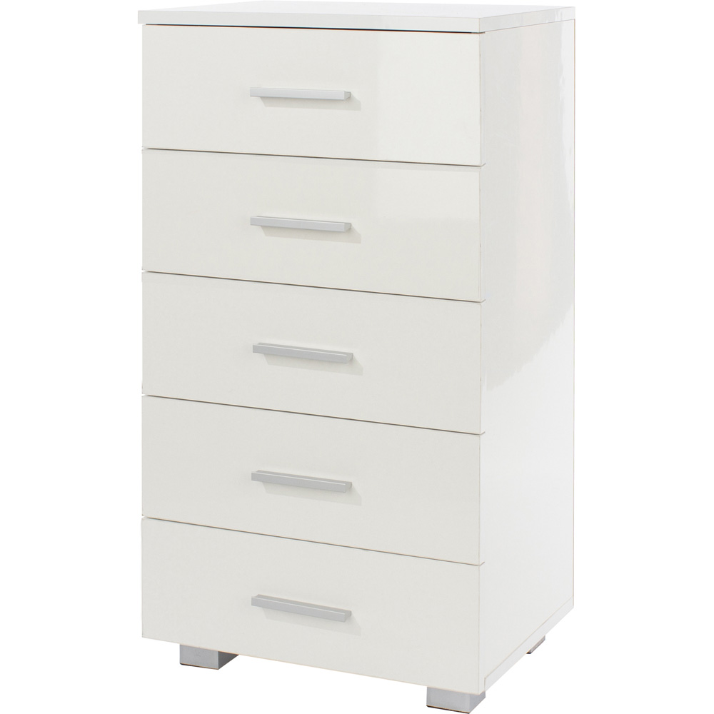 Core Products Lido 5 Drawer White Narrow Chest of Drawers Image 2