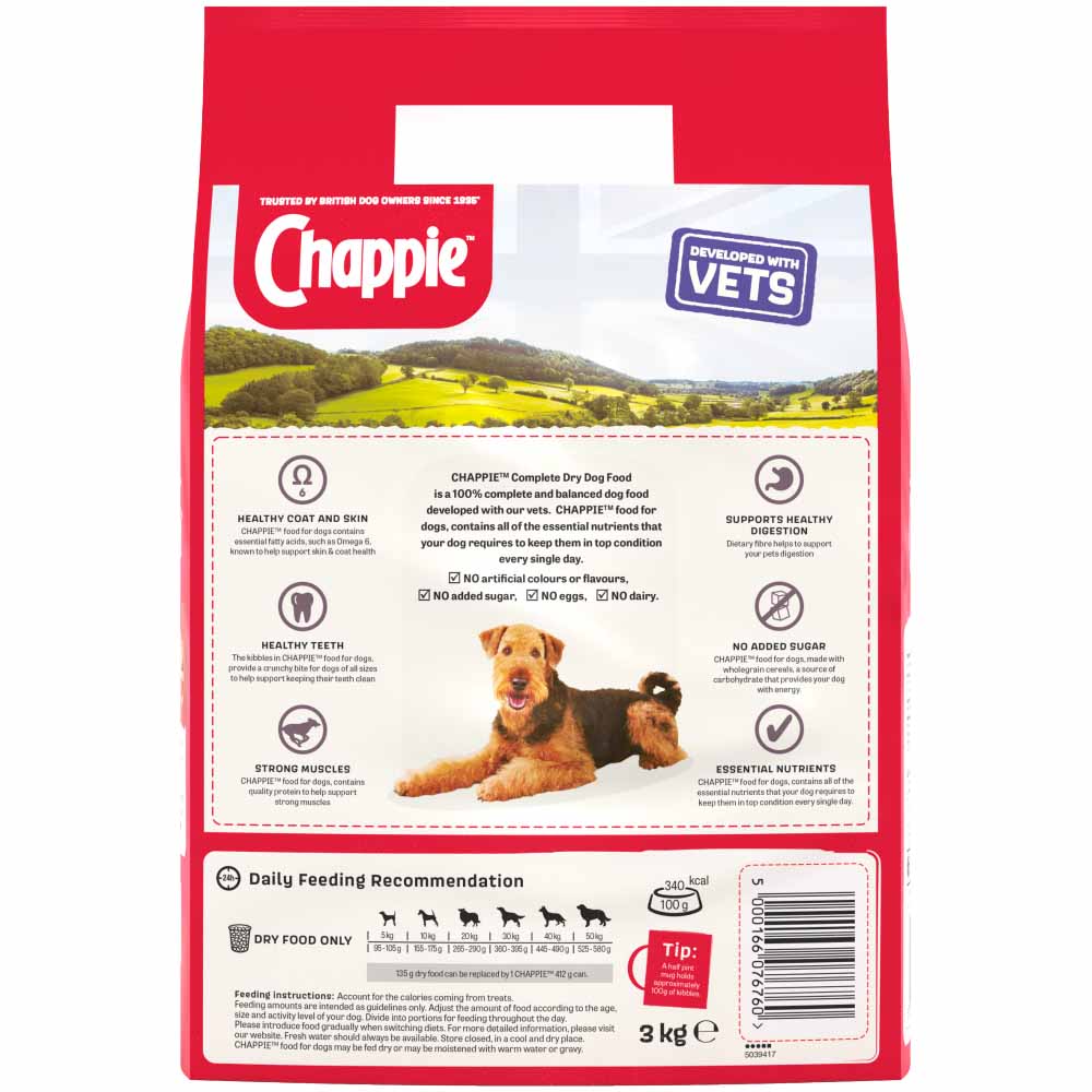 Chappie Dry Beef Wholegrain Cereal Dog Food 3kg Image 4