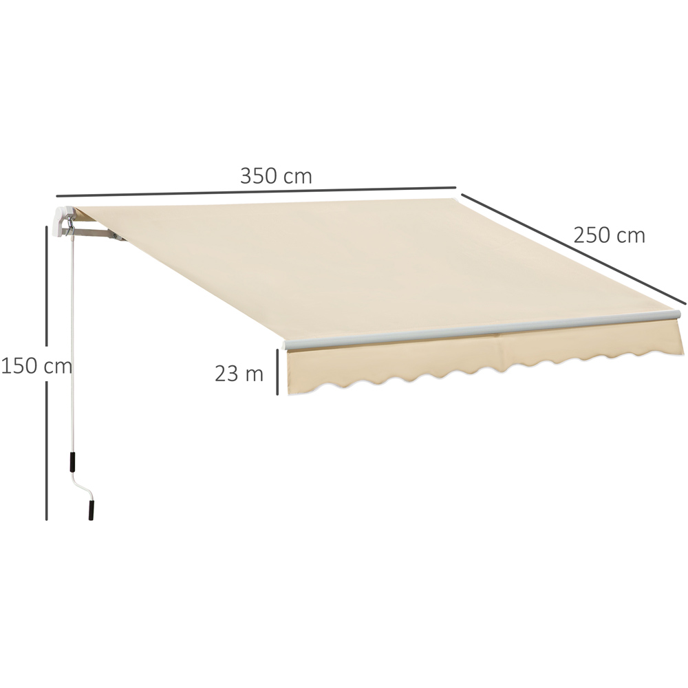 Outsunny Beige Manual Retractable Awning 3.5 x 2.5m Image 7