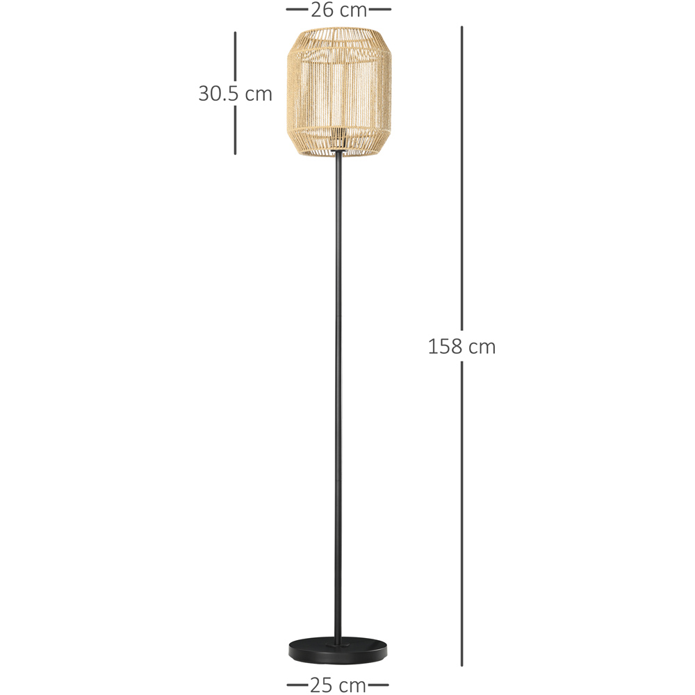 HOMCOM Farmhouse Floor Lamps with Hand Woven Rattan Lampshade Image 7