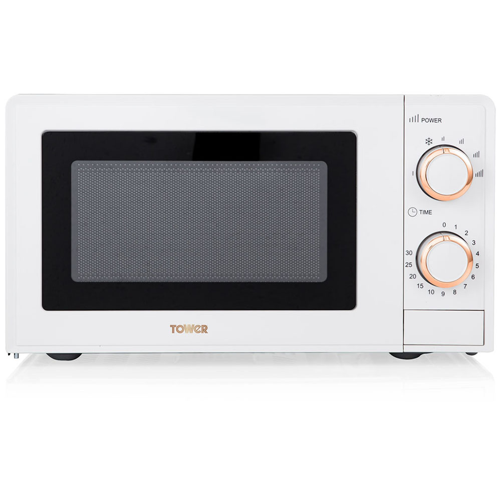 Tower T24029WRG White & Rose Gold Effect 17L Manual Microwave 700W Image 1