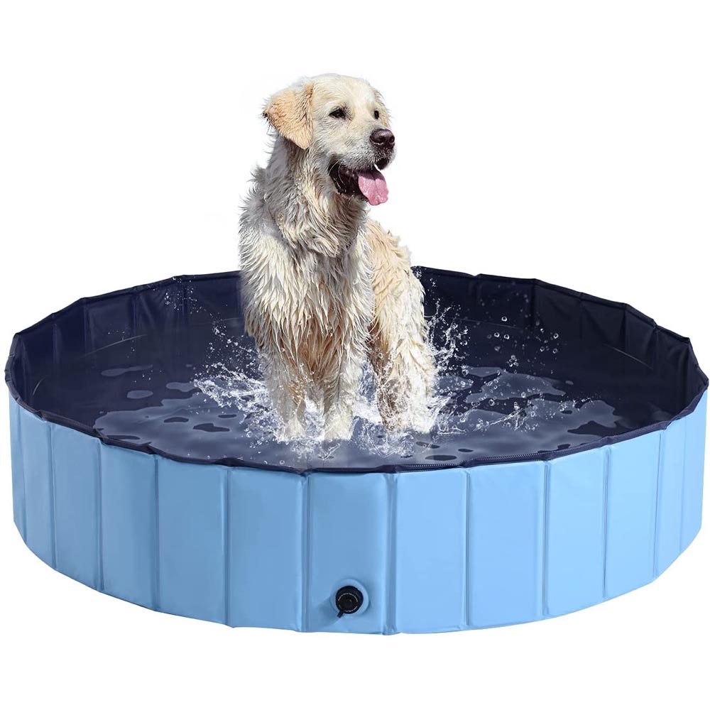 PawHut Foldable Dog Paddling Pool Blue Image 3