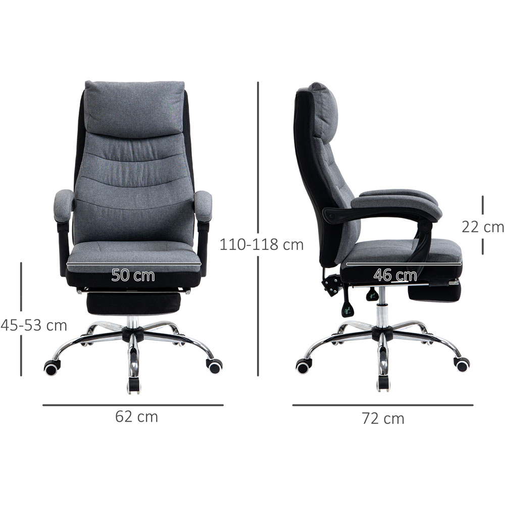 Portland Grey Linen Feel Fabric Swivel High Reclining Office Chair Image 5