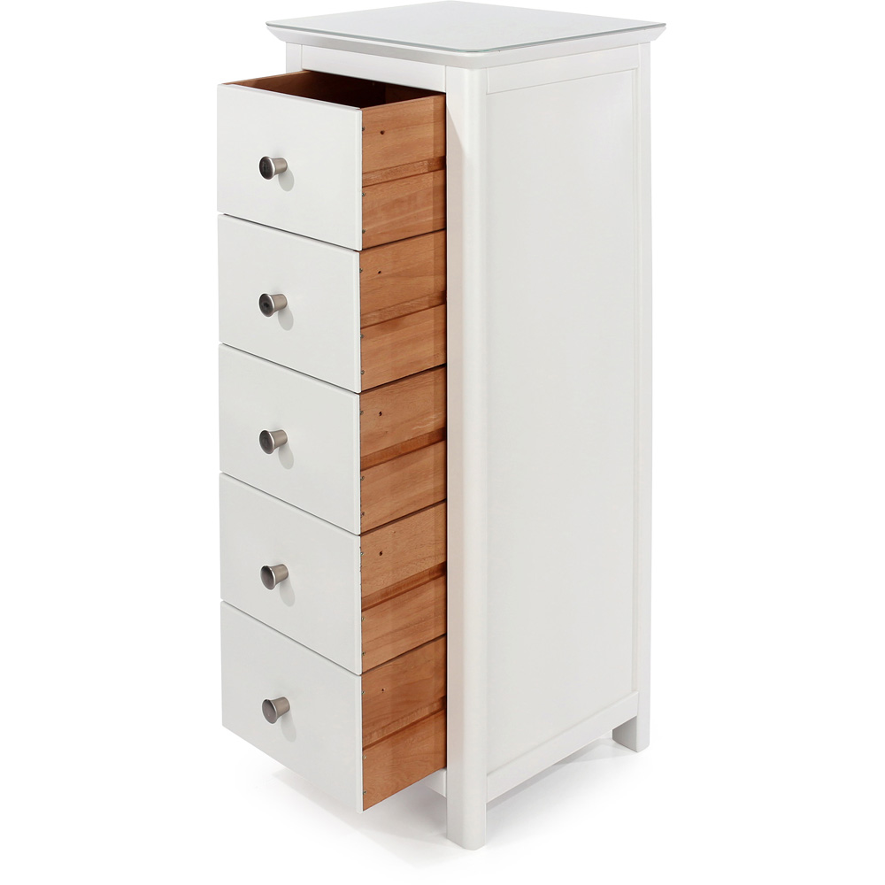Core Products Nairn 5 Drawer White Narrow Chest of Drawers Image 5