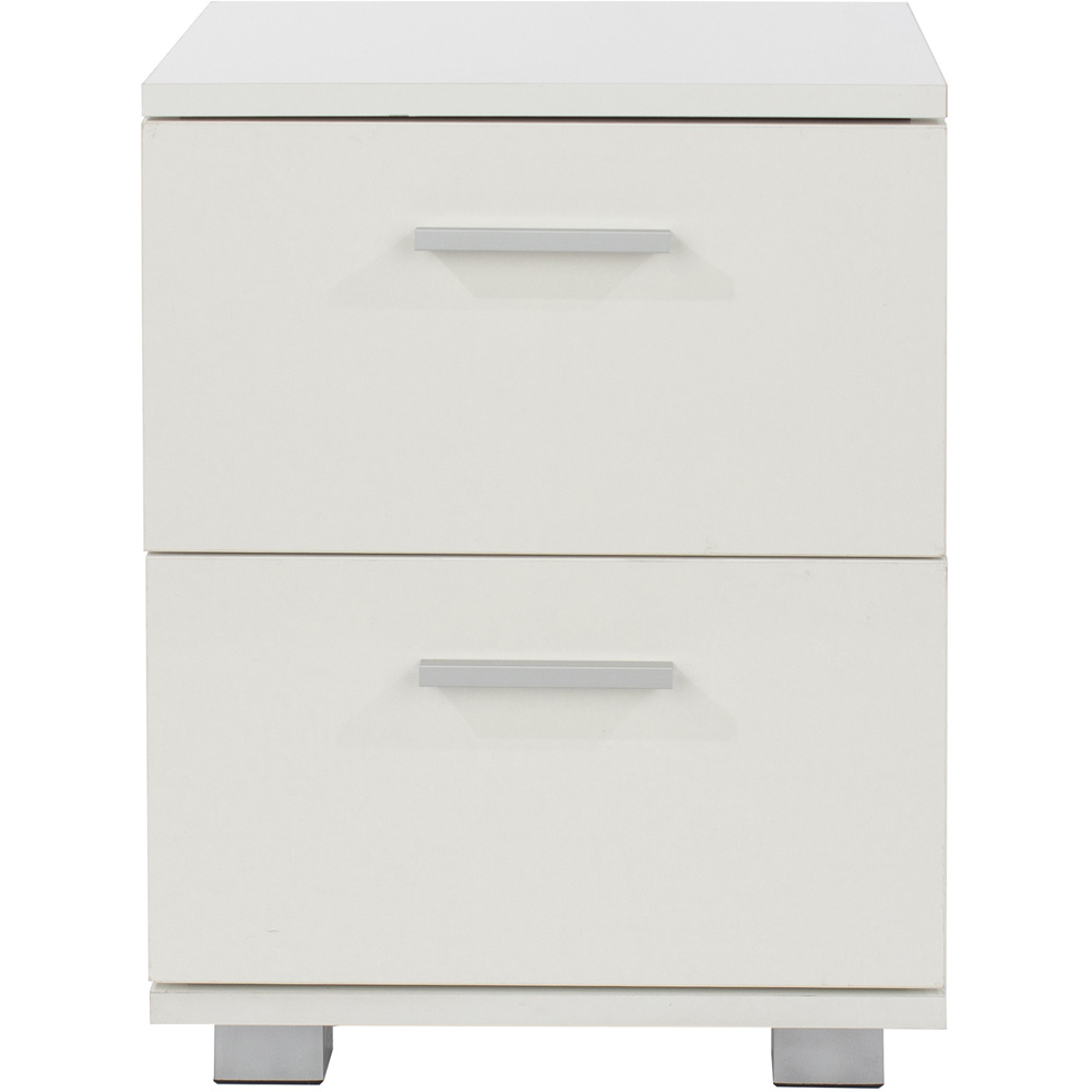 Lido 2 Drawer White High Gloss Compact Bedside Table Image 2