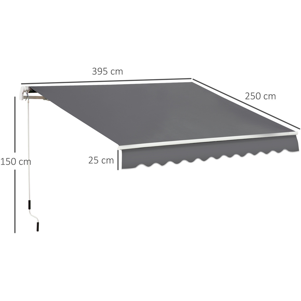 Outsunny Grey Retractable Manual Awning 4 x 2.5m Image 7