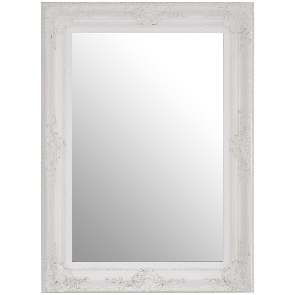 Premier Housewares Baroque Antique White Rectangular Wall Mirror 83 x 113cm Image 1