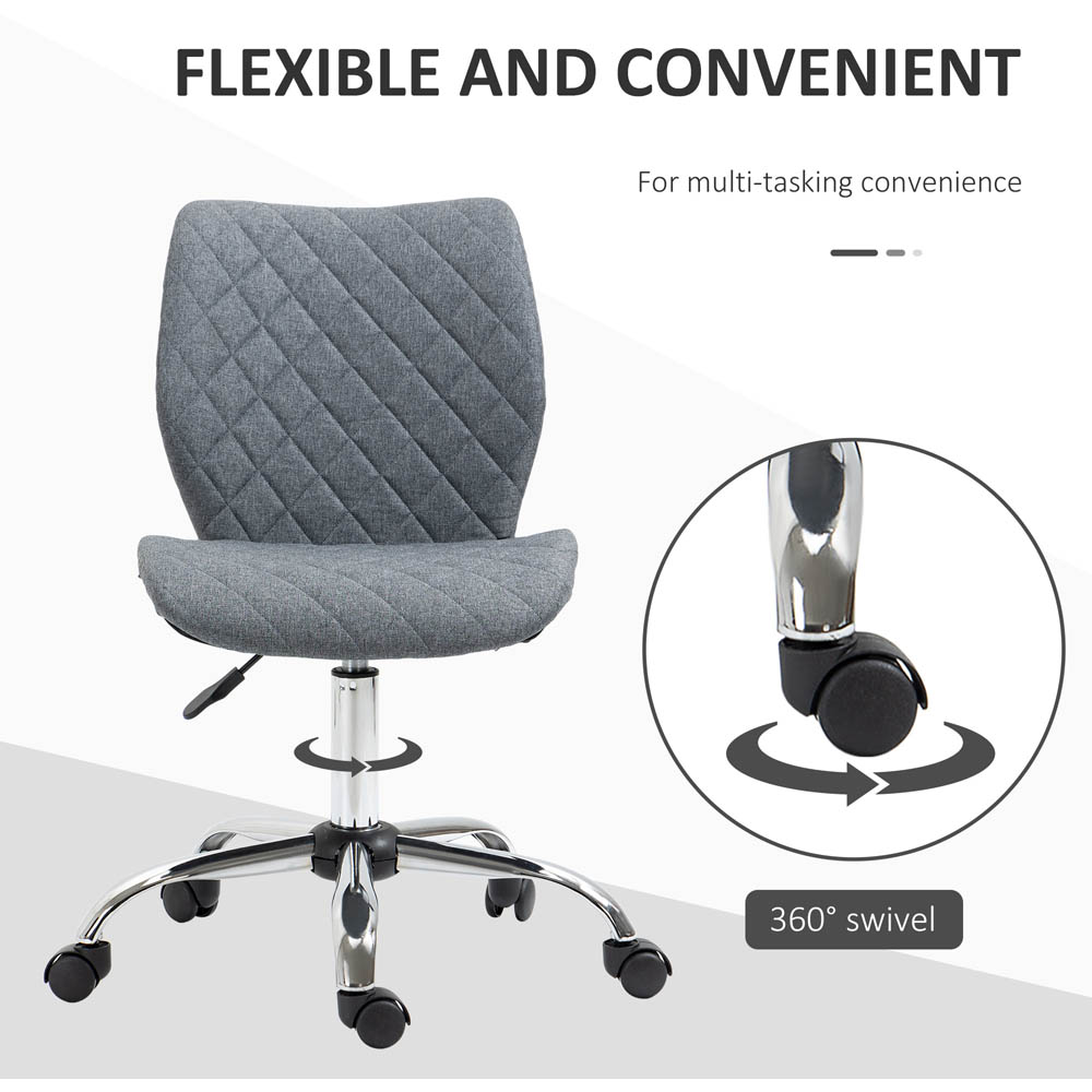 Portland Grey Linen Swivel Office Chair Image 5