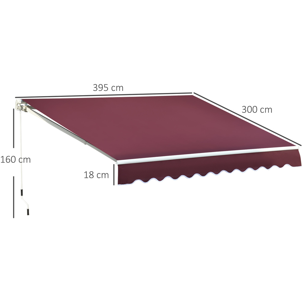 Outsunny Wine Red Retractable Awning with Fittings 3 x 4m Image 7