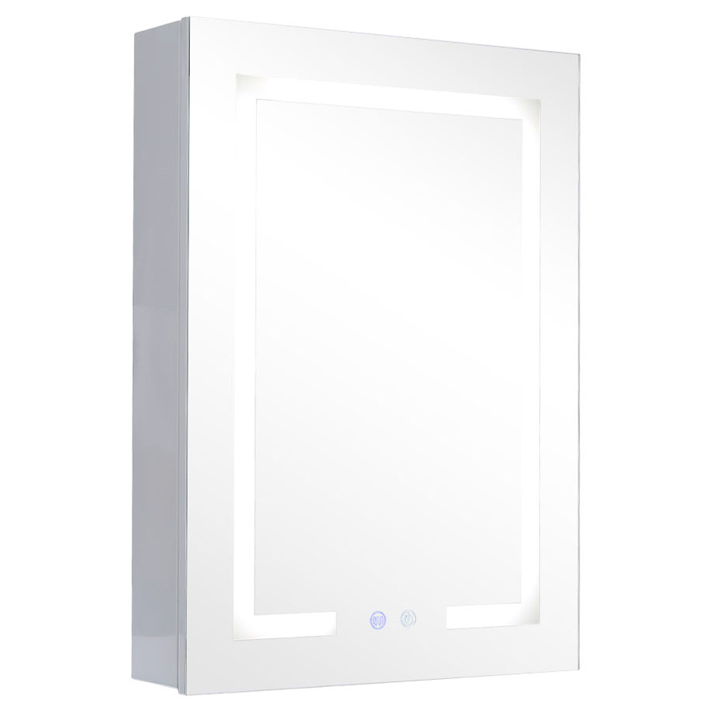 Living and Home White Minimalist Design LED Mirror Bathroom Cabinet Image 2