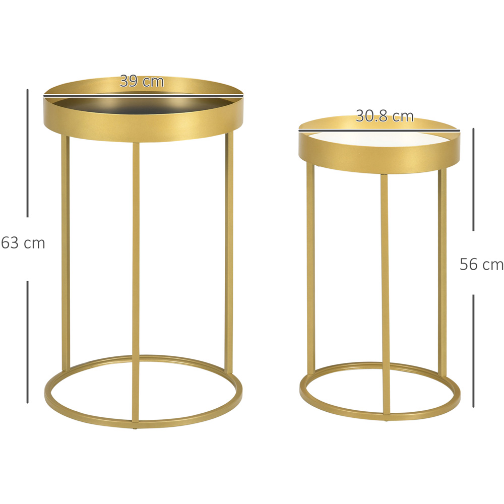 Portland Gold Base Nest of Coffee Tables Set of 2 Image 7