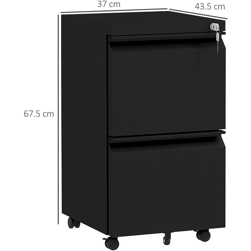 Portland 2 Drawer Black Rolling Filing Cabinet Image 8