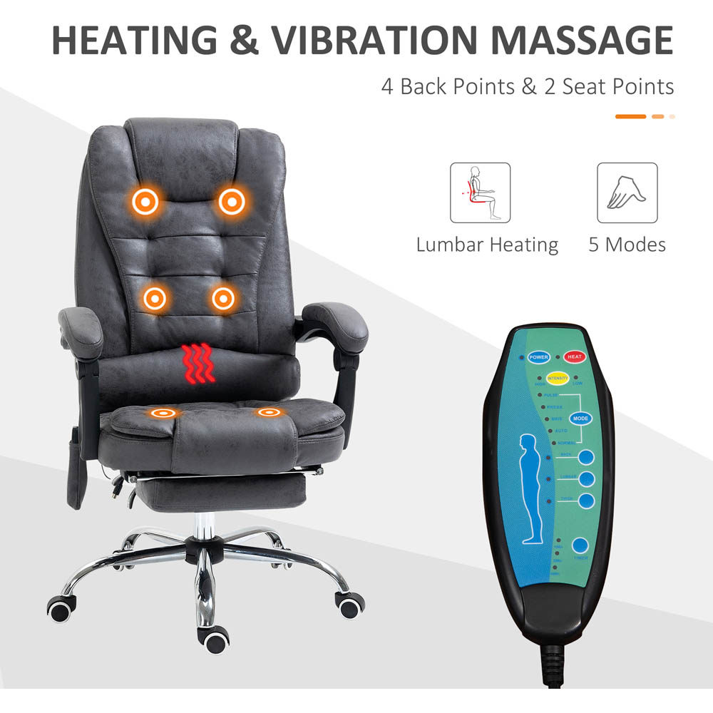 Portland Dark Grey Swivel Vibration Massage Office Chair Image 3