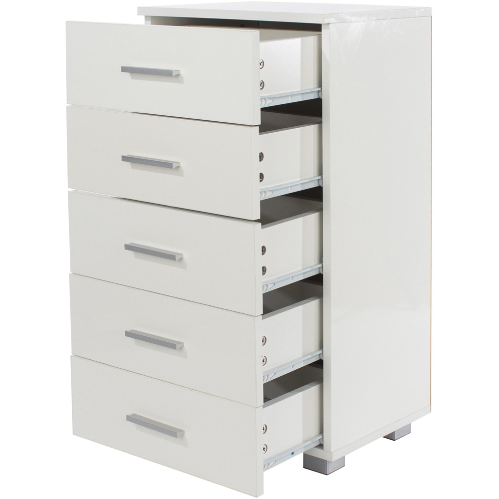 Core Products Lido 5 Drawer White Narrow Chest of Drawers Image 4