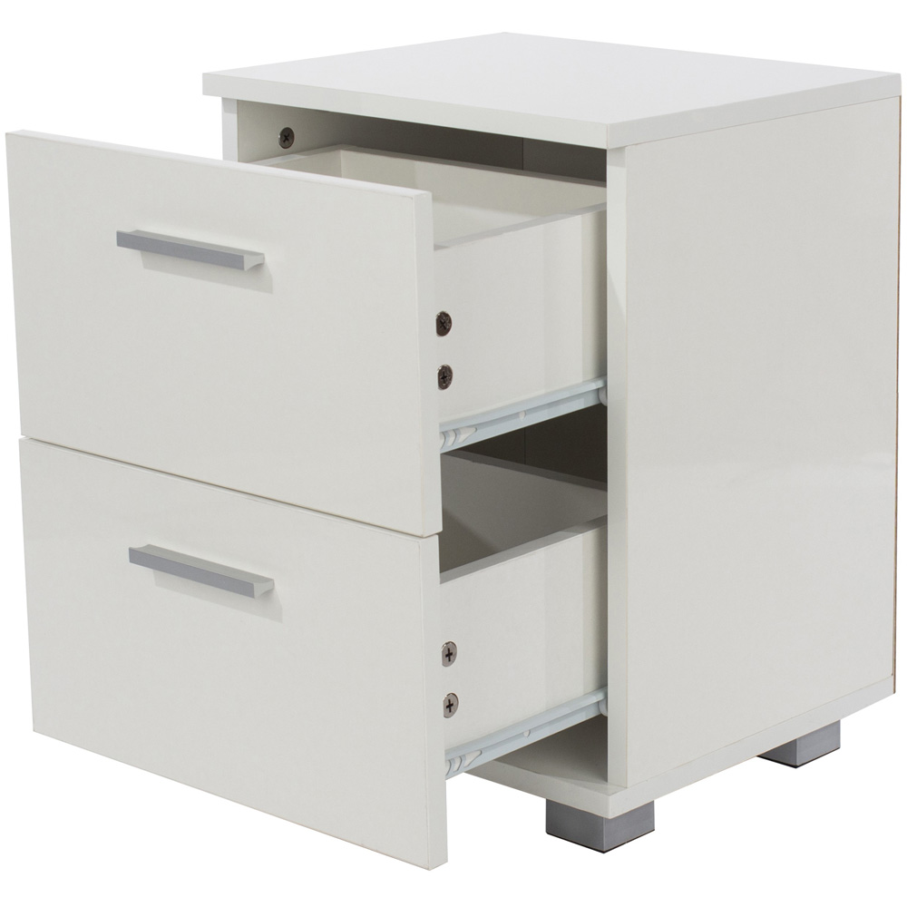Lido 2 Drawer White High Gloss Compact Bedside Table Image 4
