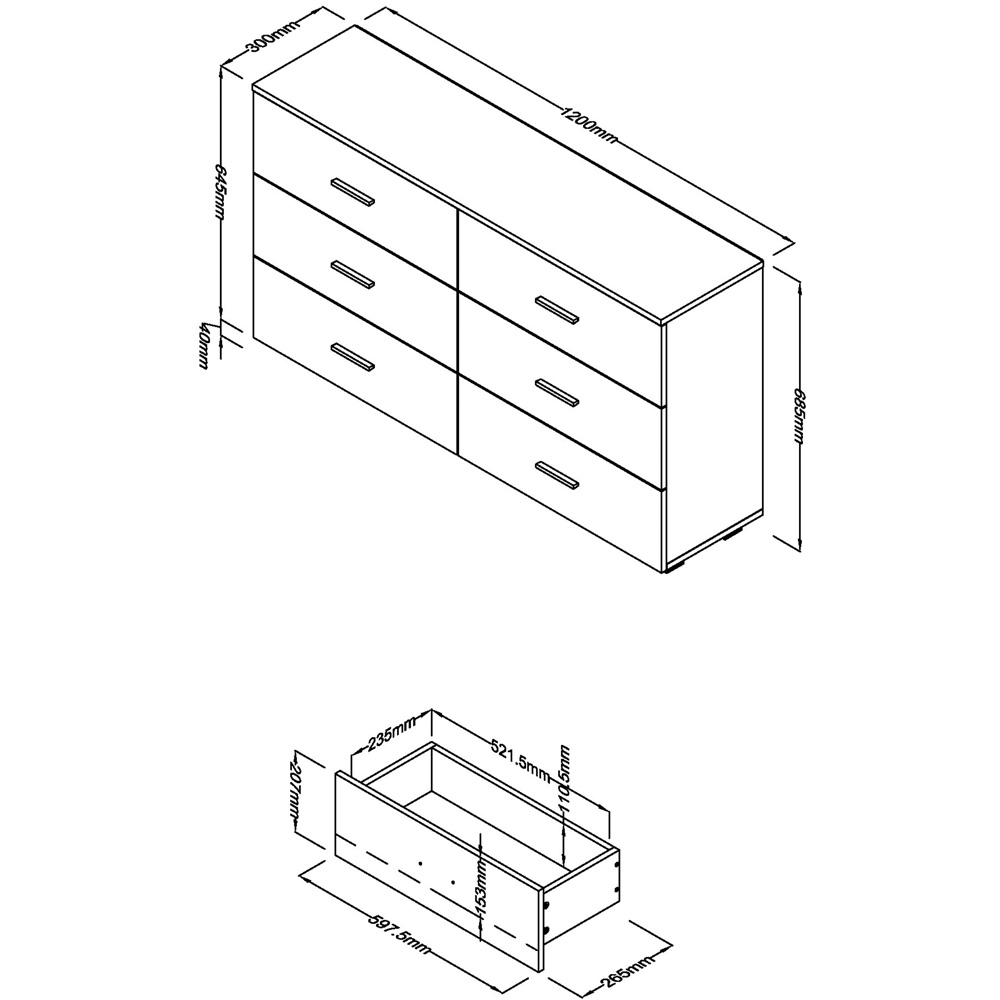 Core Products Lido 6 Drawer White Chest of Drawers Image 6