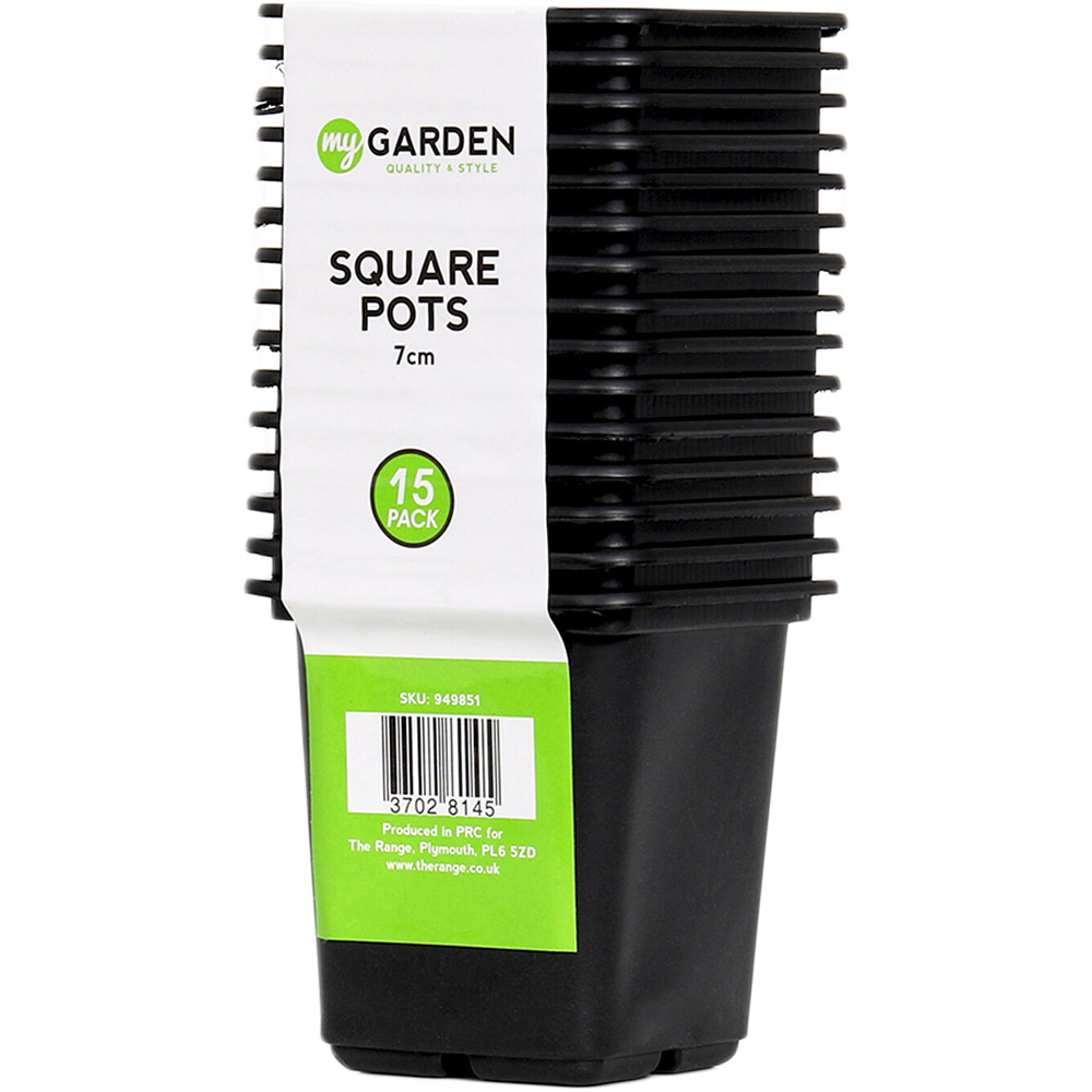 My Garden Black Square Plant Pots 15 Pack Image 2