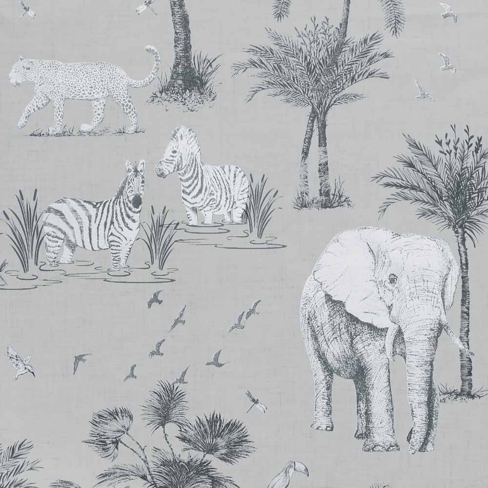 Arthouse Safari Lagoon Grey Wallpaper Image 1