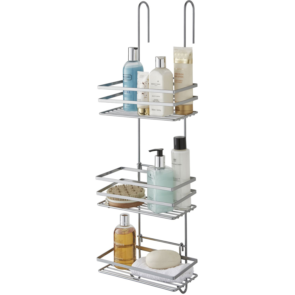 House of Home 3 Tier Silver Hanging Bathroom Caddy Image 2