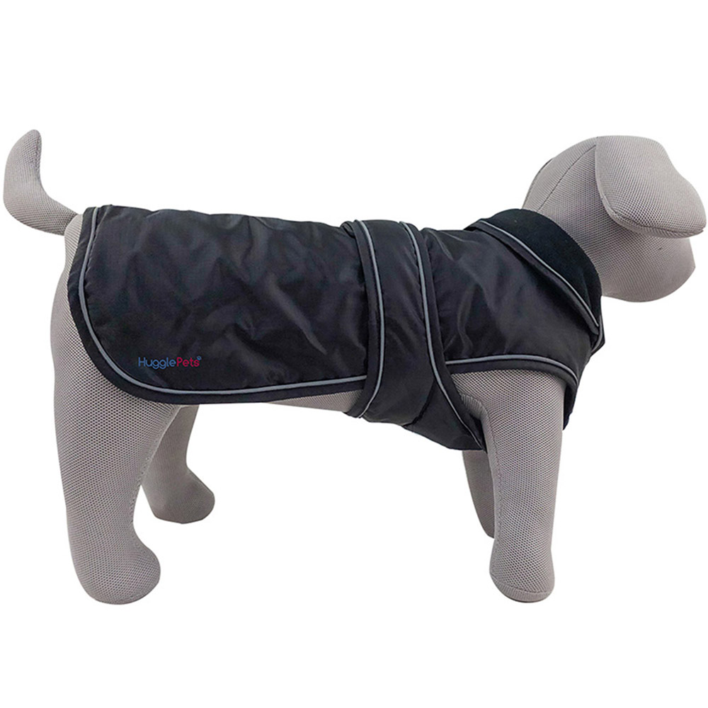 HugglePets Medium Arctic Armour Waterproof Thermal Black Dog Coat Image 1