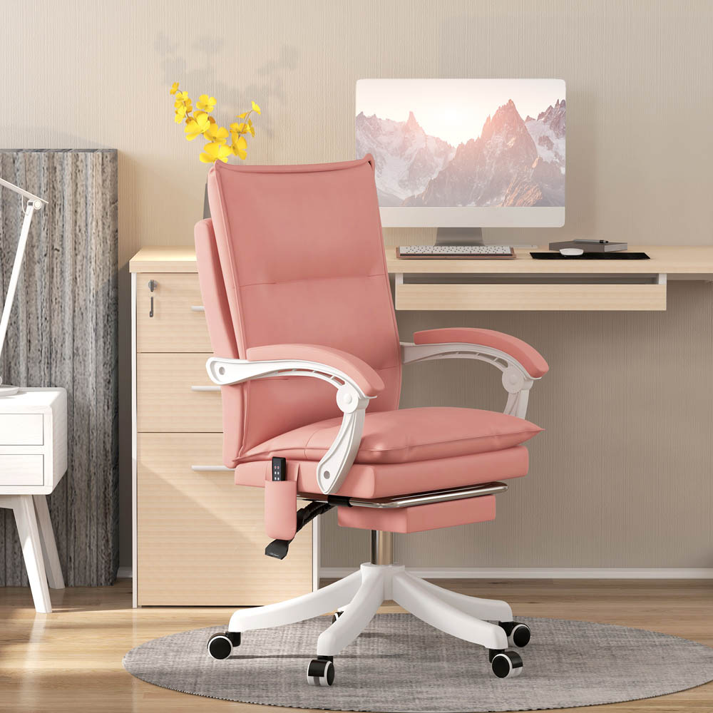 Portland Pink Faux Leather Swivel Vibration Massage Office Chair Image 6