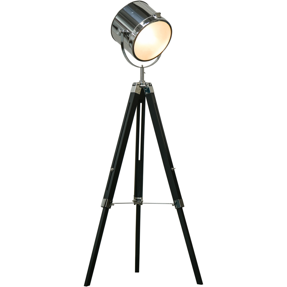 Portland Black Industrial Adjustable Tripod Floor Lamp Image 1