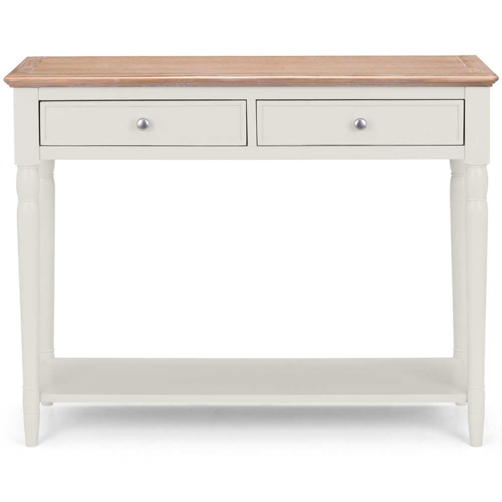 Julian Bowen Provence 2 Drawer Grey Lacquer Console Table Image 3