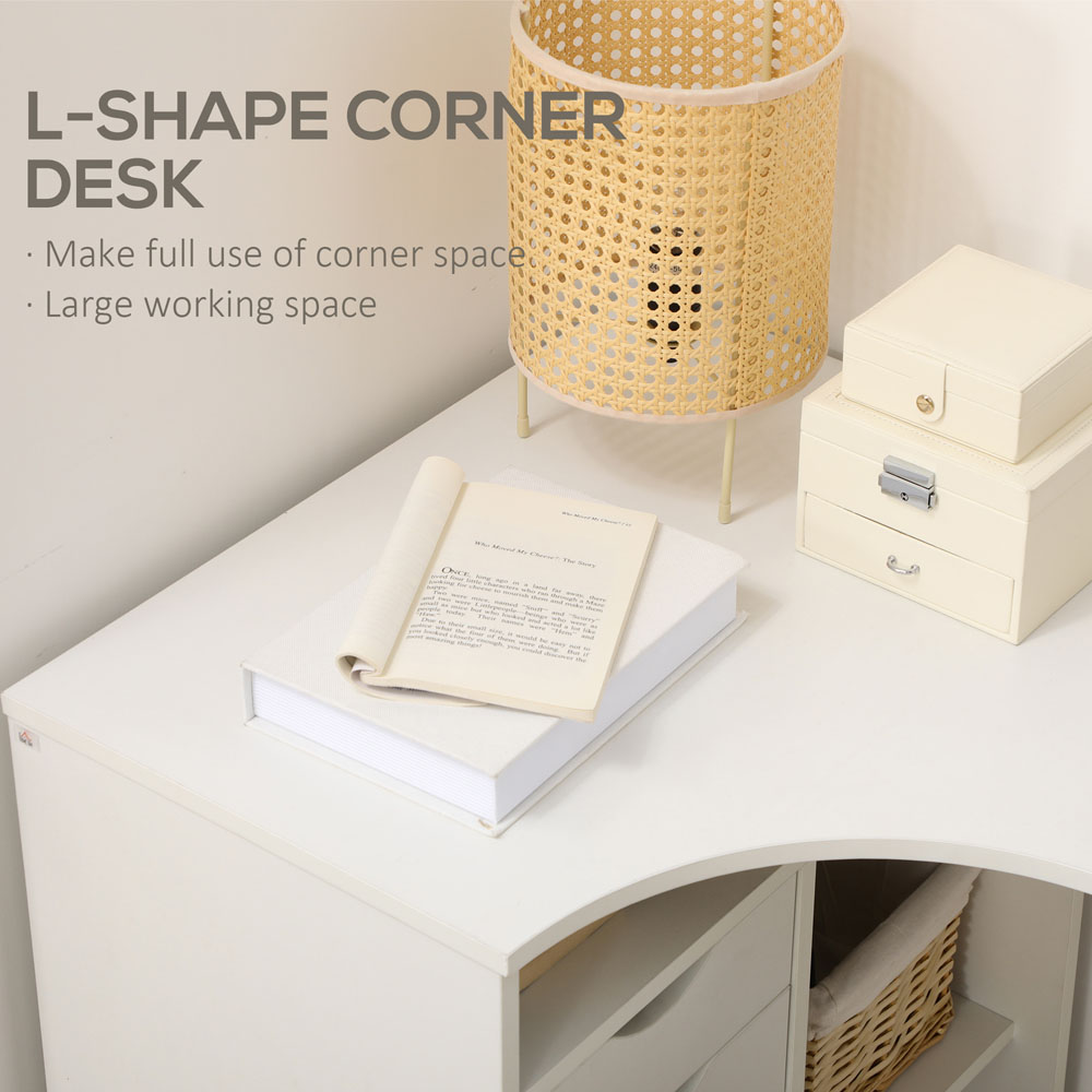 Portland L-Shaped Corner Computer Desk Study Table White Image 5