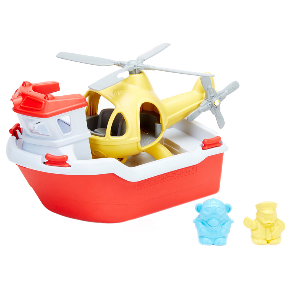 Green Toys Rescue Boat and Helicopter 2-in-1 Water Toy Image 1