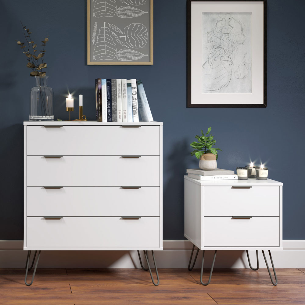 Core Products Augusta White 4 Drawer Narrow Chest of Drawers Image 8