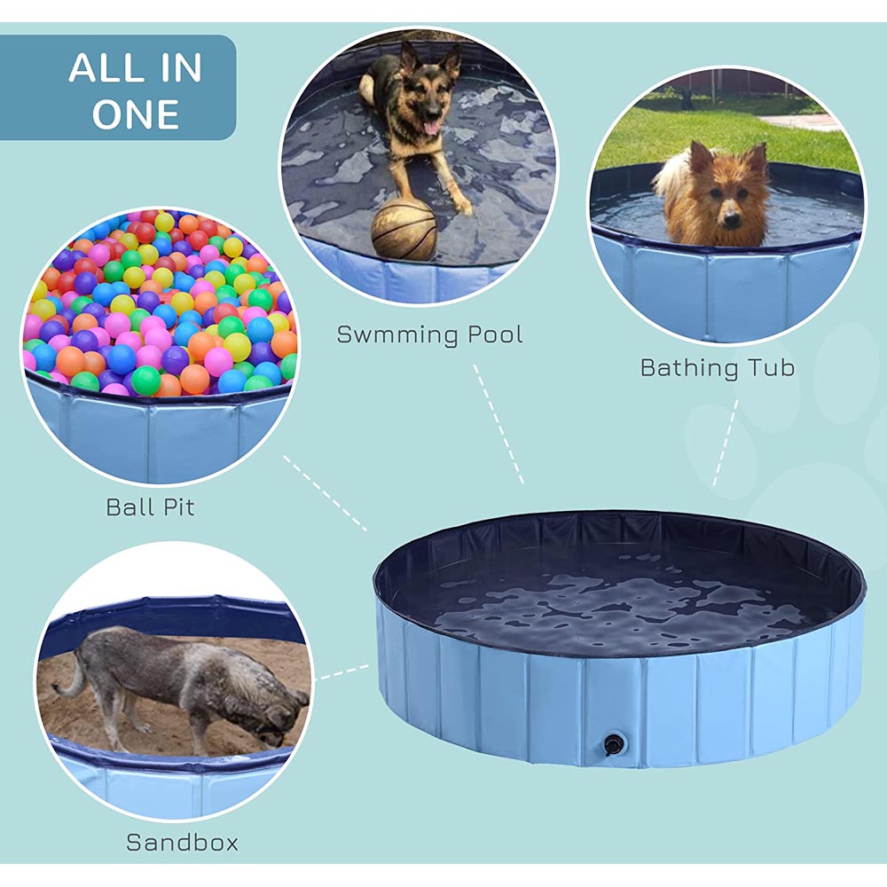 PawHut Foldable Dog Paddling Pool Blue Image 7