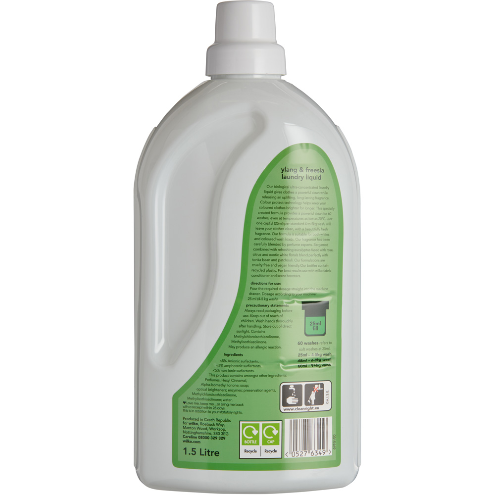 Wilko Biological Exotic Ylang and Freesia Laundry Liquid 60 Washes 1.5L Image 2