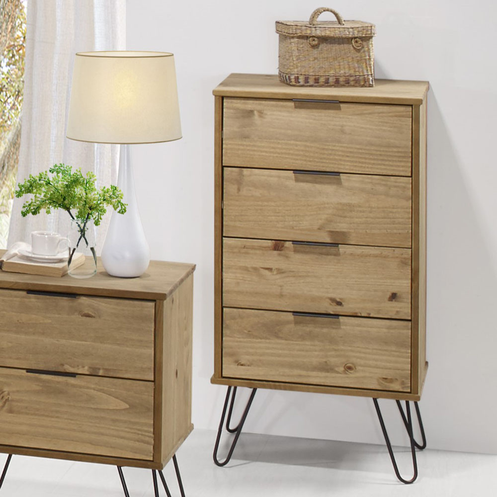 Core Products Augusta Pine 4 Drawer Narrow Chest of Drawers Image 6