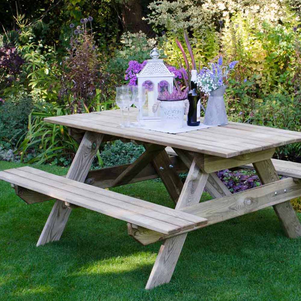 Forest Garden Rectangular Small Picnic Table Image 3