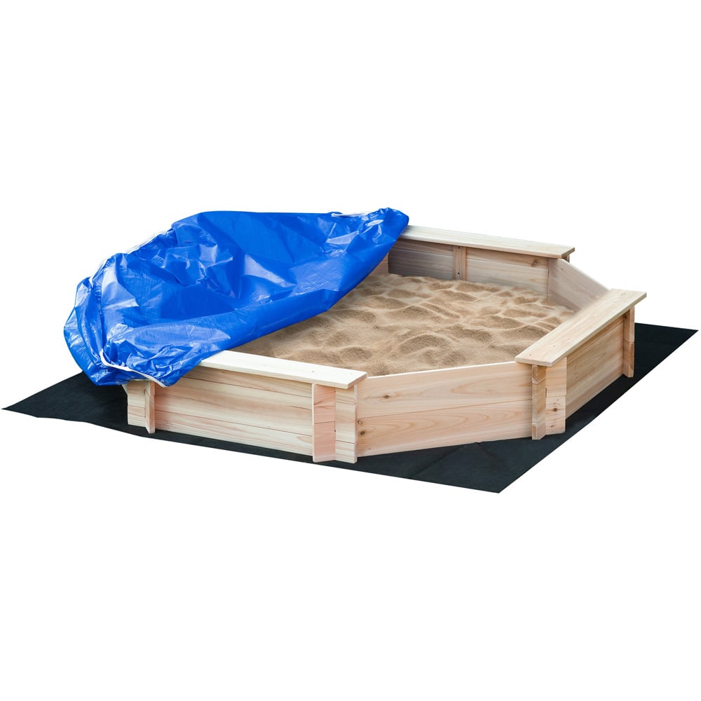 Outsunny Kids Wooden Sandbox with Cover Image 1