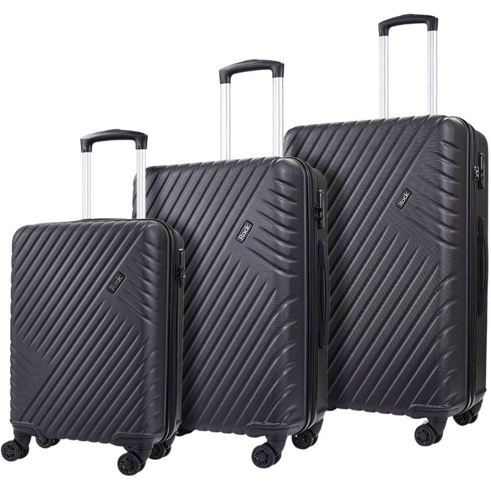 Rock Santiago Set of 3 Black Hardshell Suitcases Image 1