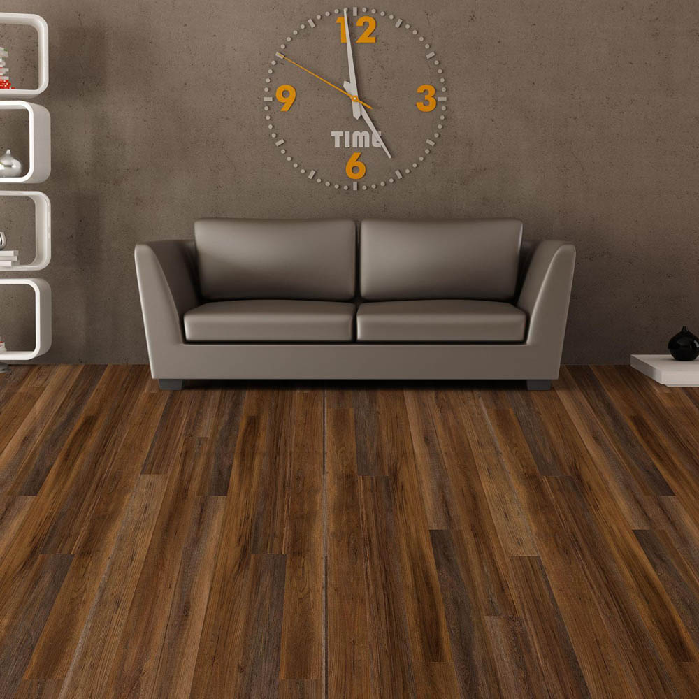 Walplus Umber Brown Wood Look Vinyl Floor Tile 15 Pack Image 1