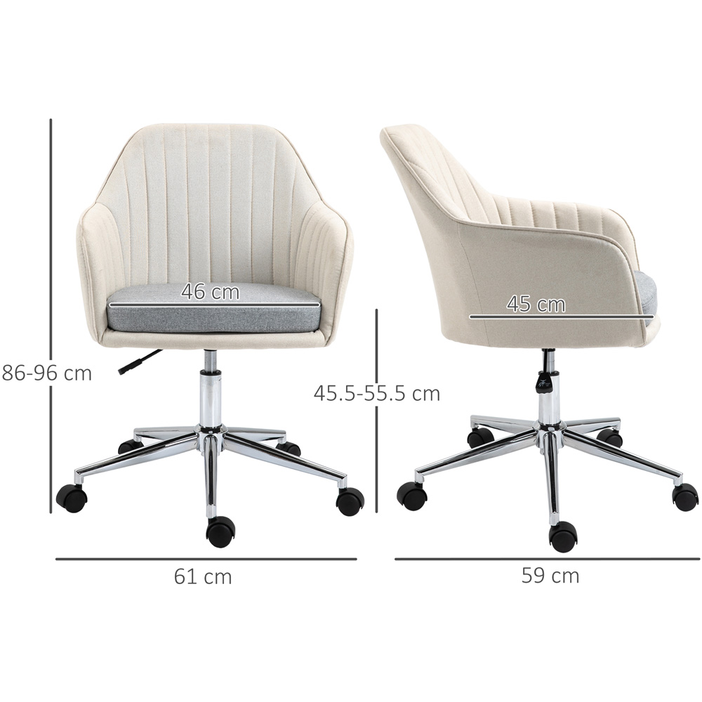 Portland Leisure Cream Linen Swivel Office Chair Image 8