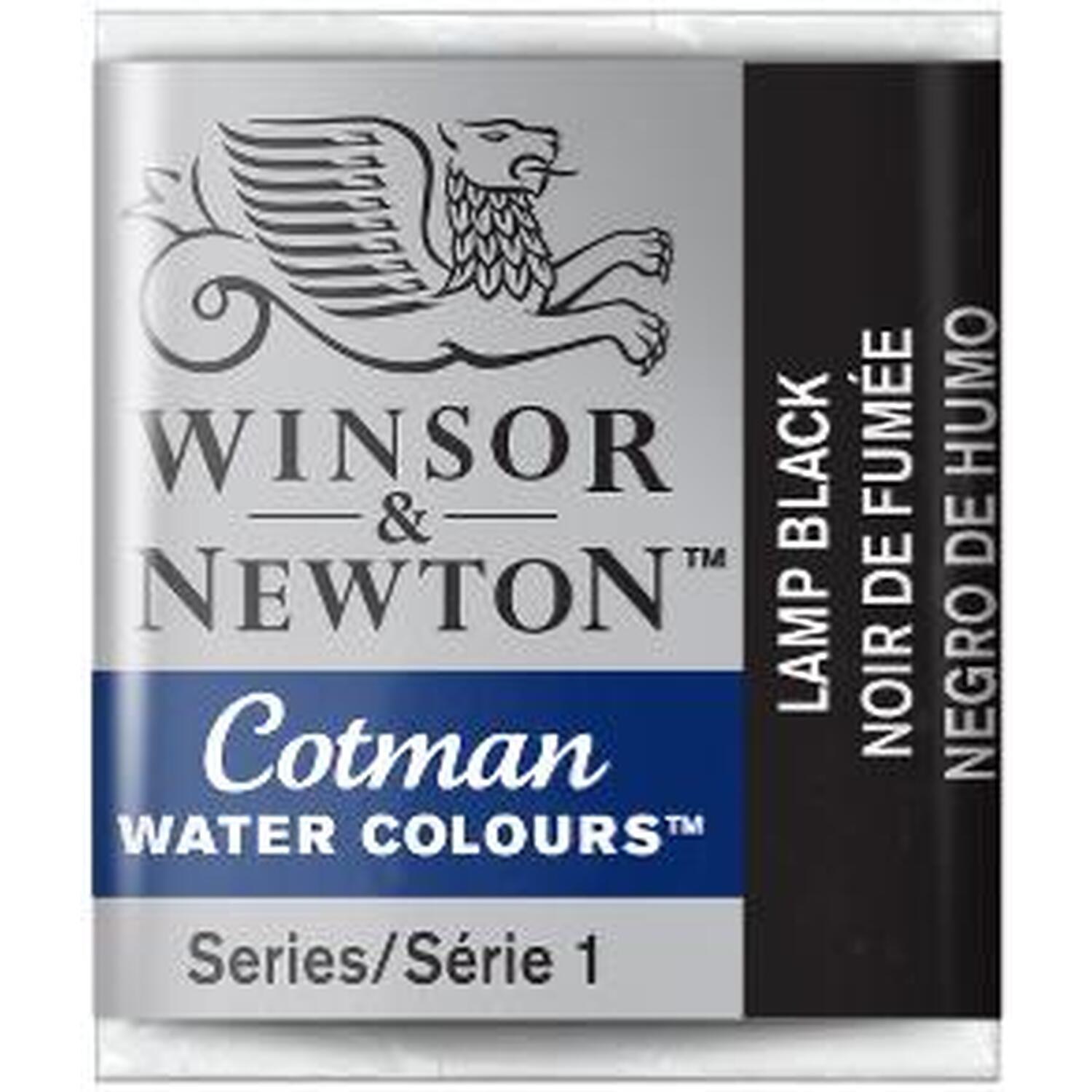 Winsor and Newton Cotman Watercolour Half Pan Paint - Lamp Black Image