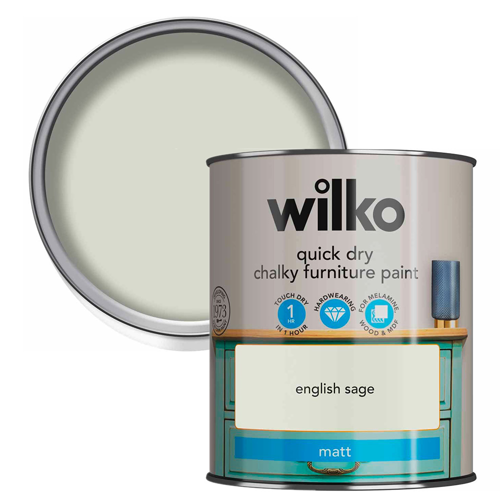 Wilko Quick Dry English Sage Furniture Paint 750ml Image 1