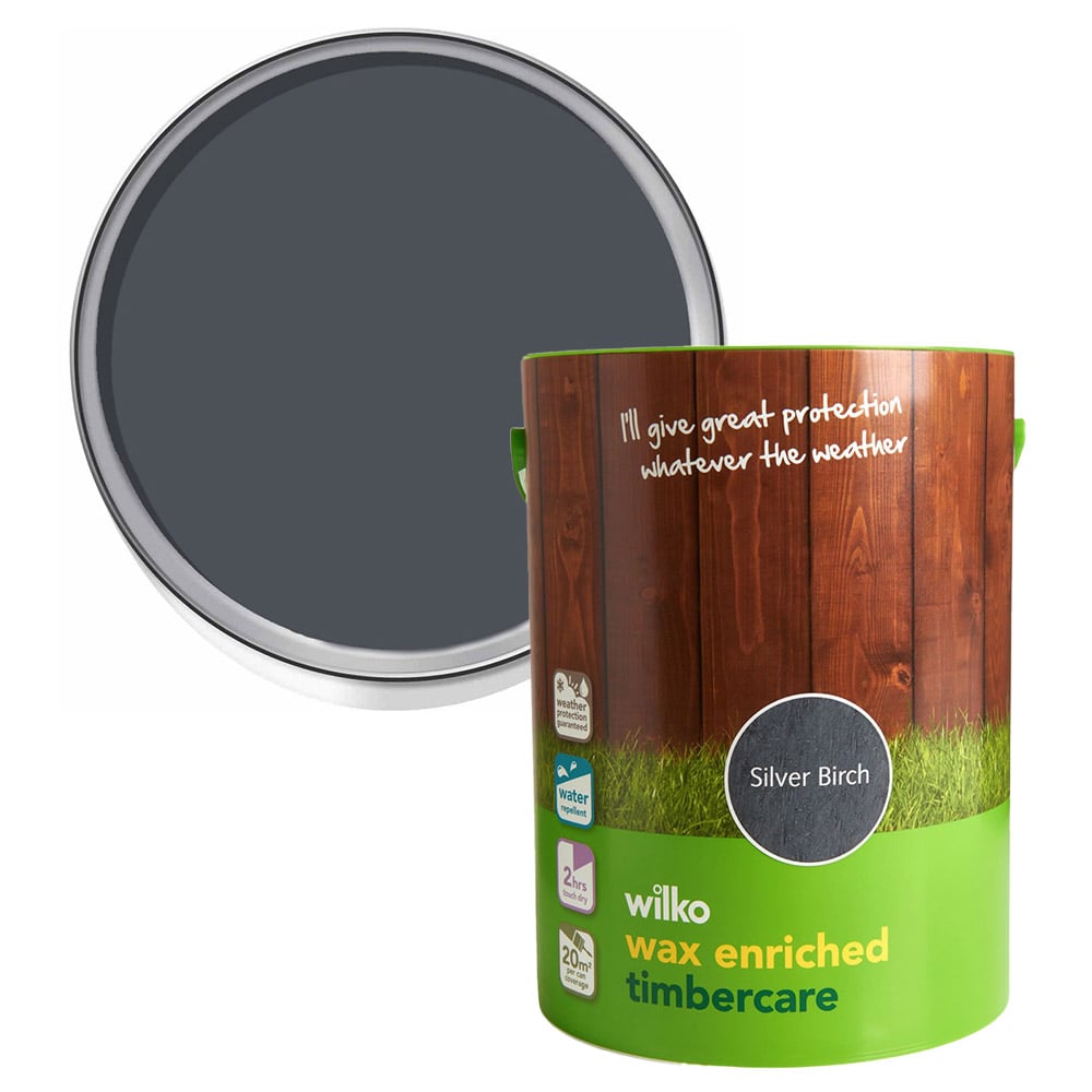 Wilko Wax Enriched Timbercare Silver Birch Wood Paint 5L Image 1
