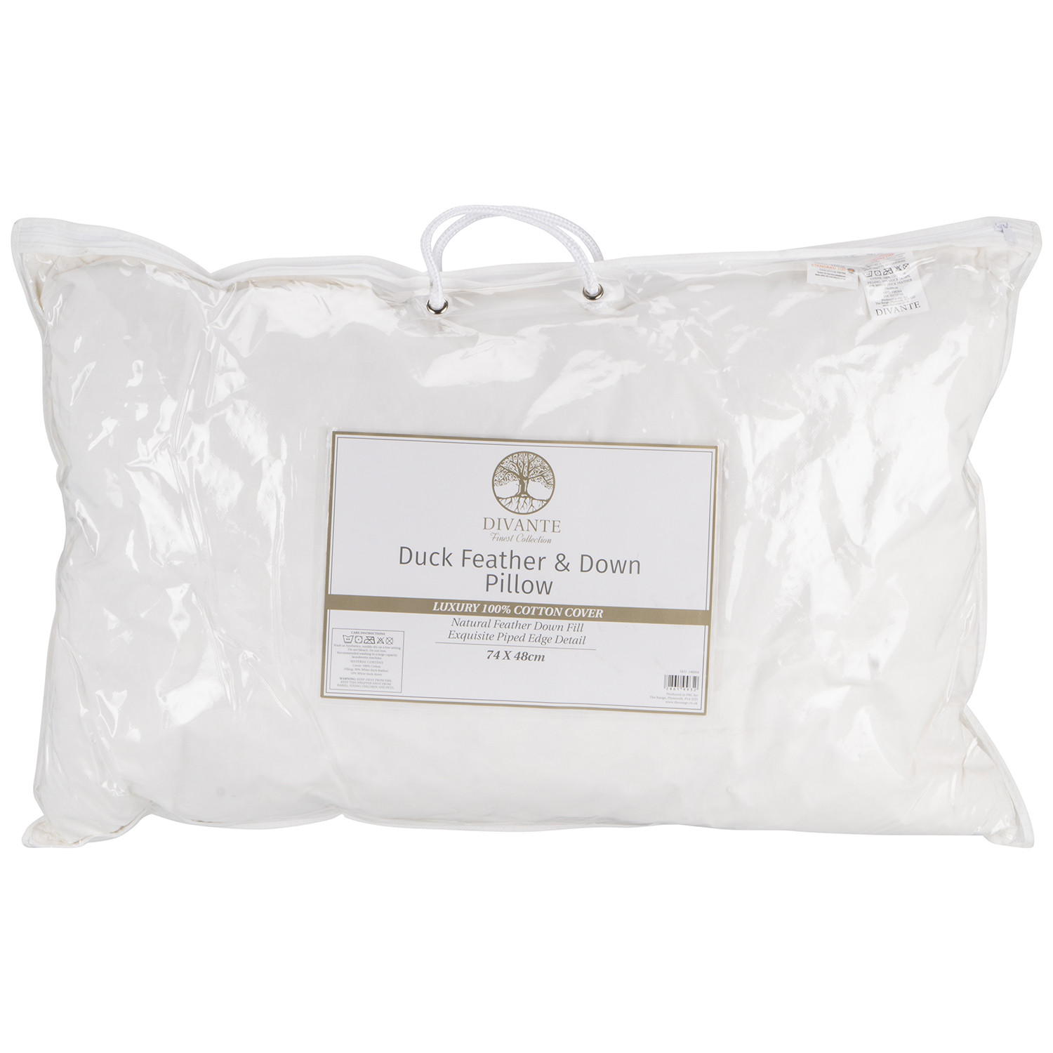 Divante White Soft Duck Feather and Down Pillow Image 1